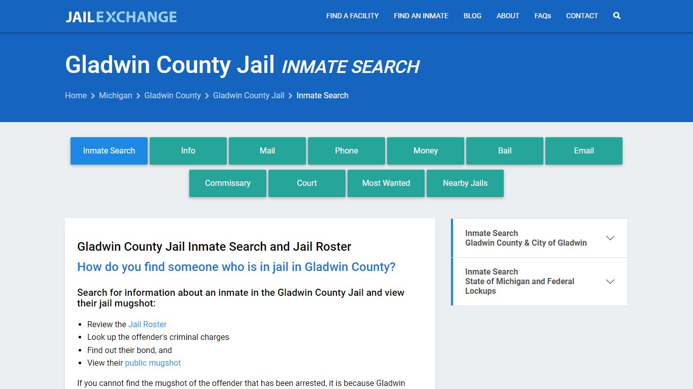 Inmate Search: Roster & Mugshots - Gladwin County Jail, MI - Jail Exchange